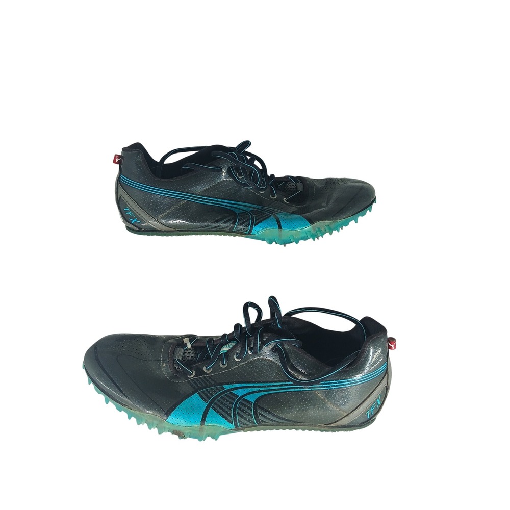 Puma Complete TFX Track Spikes 9.5 Black‎ Teal Sprinting Racing Shoes 185200 07